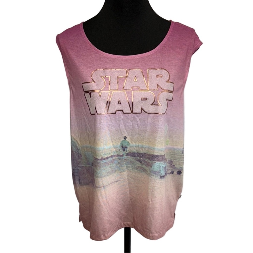 Star Wars x Rock & Republic Pink Ombré Sleeveless Tank | Size L | NWT